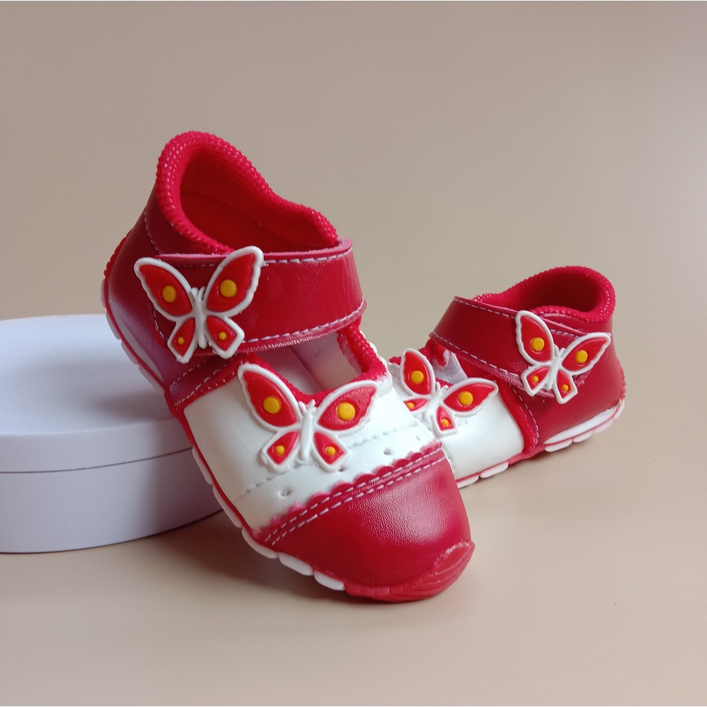 Sepatu bunyi cit cit anak perempuan usia 1-3 tahun /sepatu anak perempuan casual/sepatu bayi murah-kp kecil