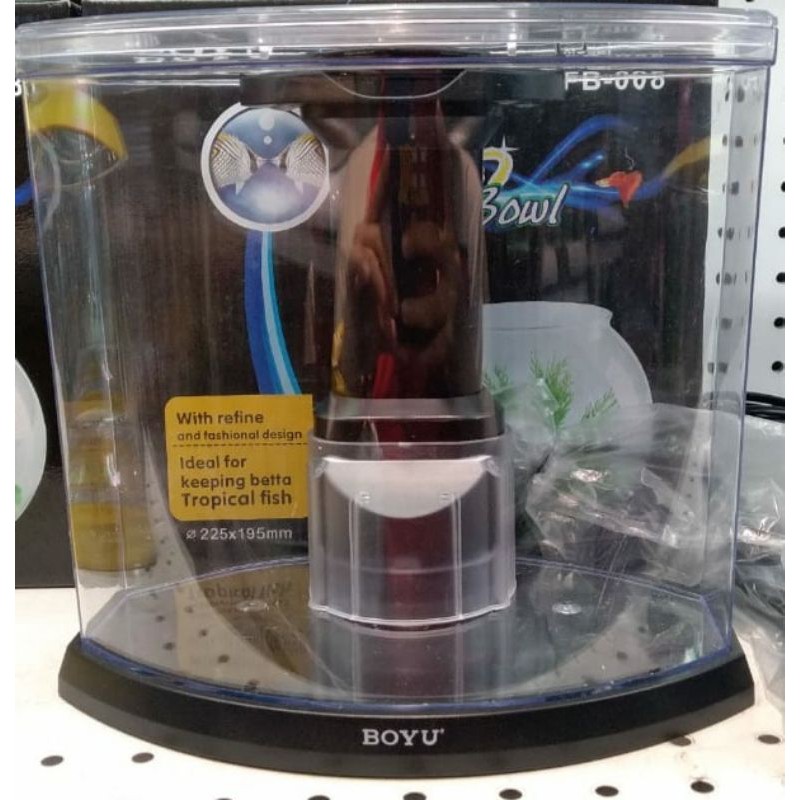 AQUARIUM OVAL MINI UNTUK IKAN CUPANG / IKAN HIAS FREE AIR FILTER DAN LAMPU