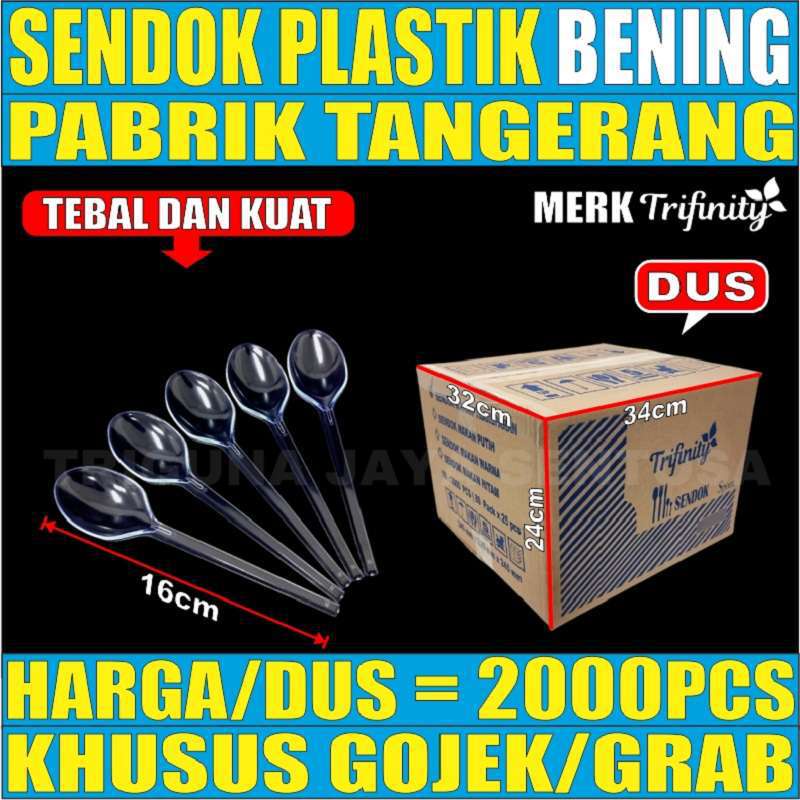 Sendok Makan kuat plastik 2000pcs murah panjang bening es kepal milo Trifinity