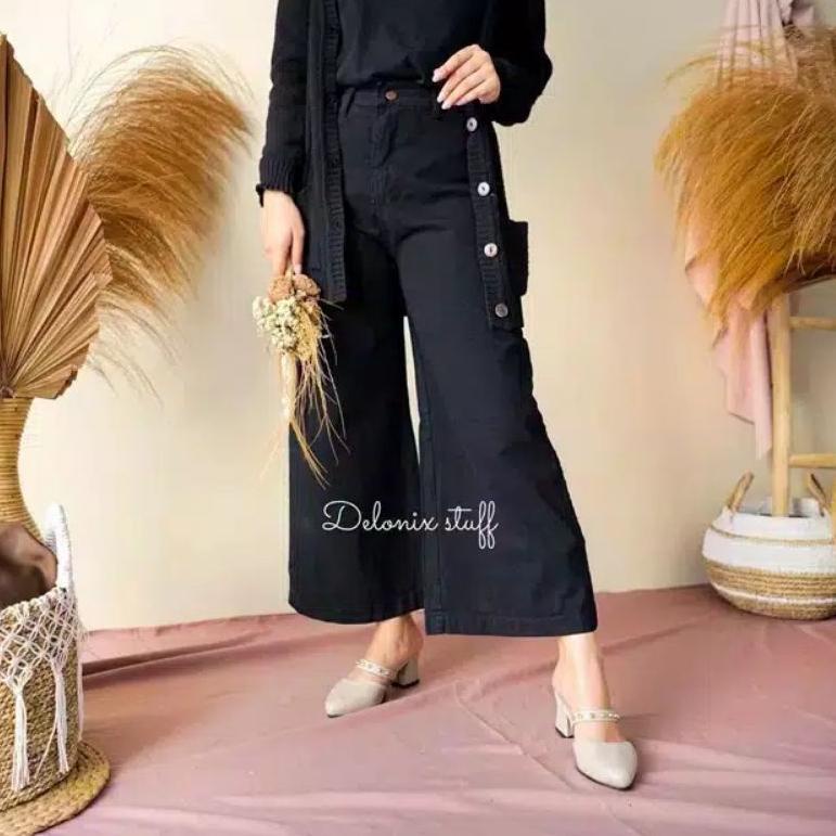 Celana Kulot Wanita Jeans Warna Kulot Lilac Putih Army Coklat Khaki Jins Masakini "PA. 922659"