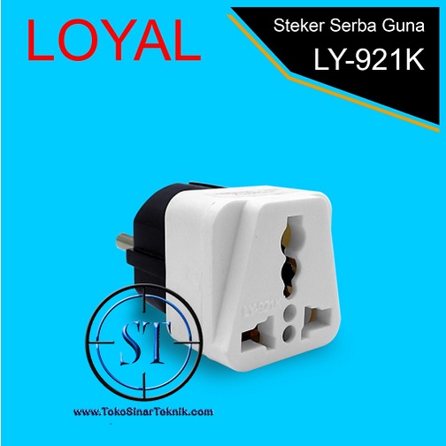 Over Steker Serbaguna 3 lubang to 2 pin converter Listrik Charger Pipih Bulat 10A 220V LY-921K / Colokan Listrik Kuningan LOYAL SNI