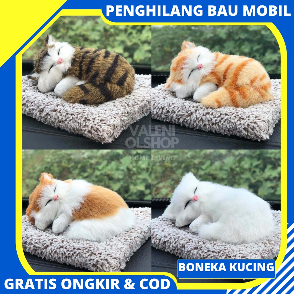 Pajangan Dashboard Arang Bambu Kucing Penghilang Bau Mobil Hiasan Premium Boneka Kucing Tidur