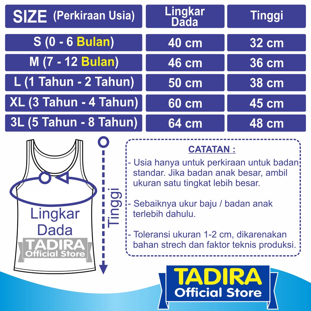 6 Pcs Singlet Anak Kaos Dalam Anak Laki-Laki Dan Perempuan Pakaian Dalam Khusus Putih TADIRA Store