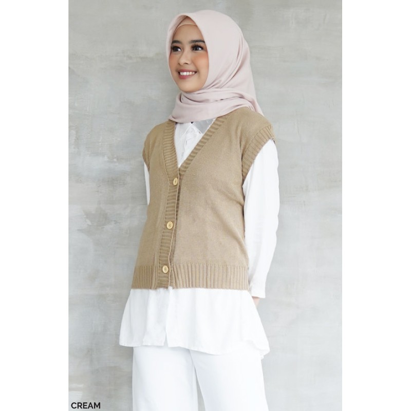 Button Knit Vest Atasan Wanita