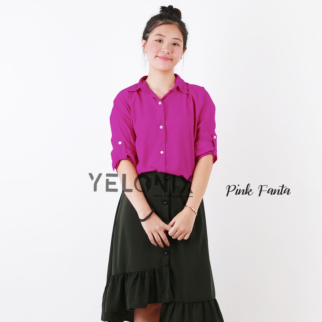 KEMEJA MONALISA BIG SIZE JUMBO POLOS WANITA PANJANG - YELONIX