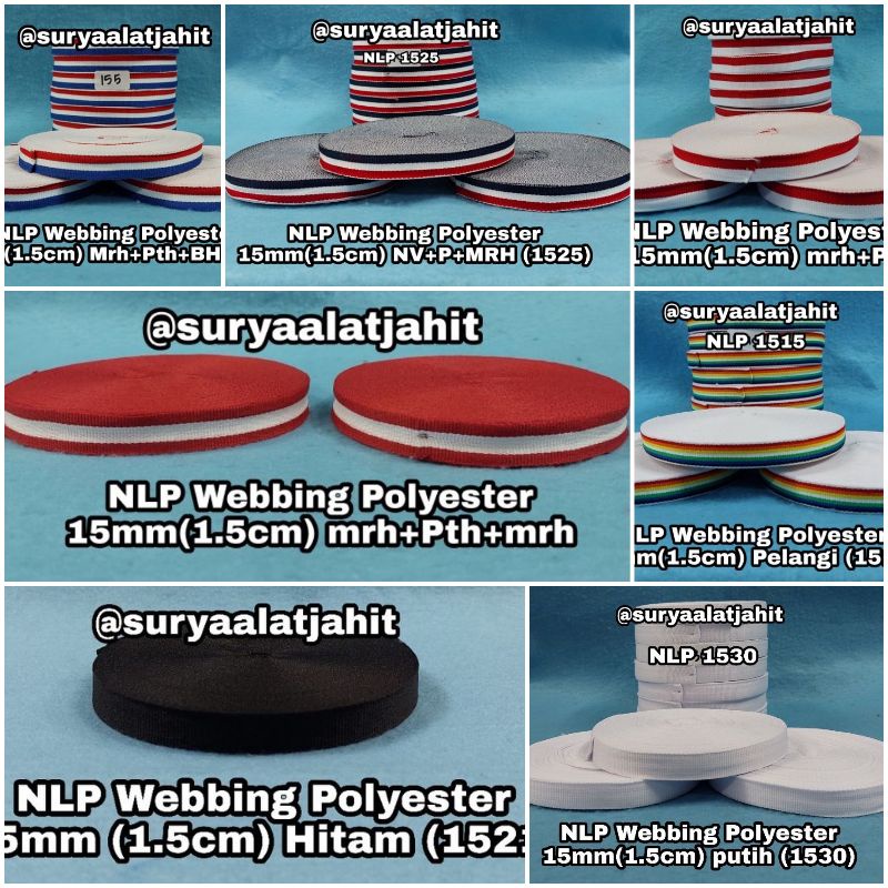 NLP Webbing Polyester 15mm(1.5cm) =rp.13.500/1pcs