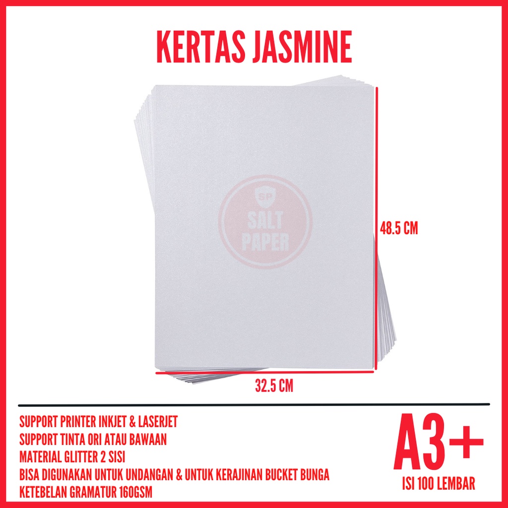 

Kertas A3 Plus Undangan Jasmine isi 100 lembar / Kertas Jasmine A3 Plus / Kertas Glitter A3 Plus Jasmine