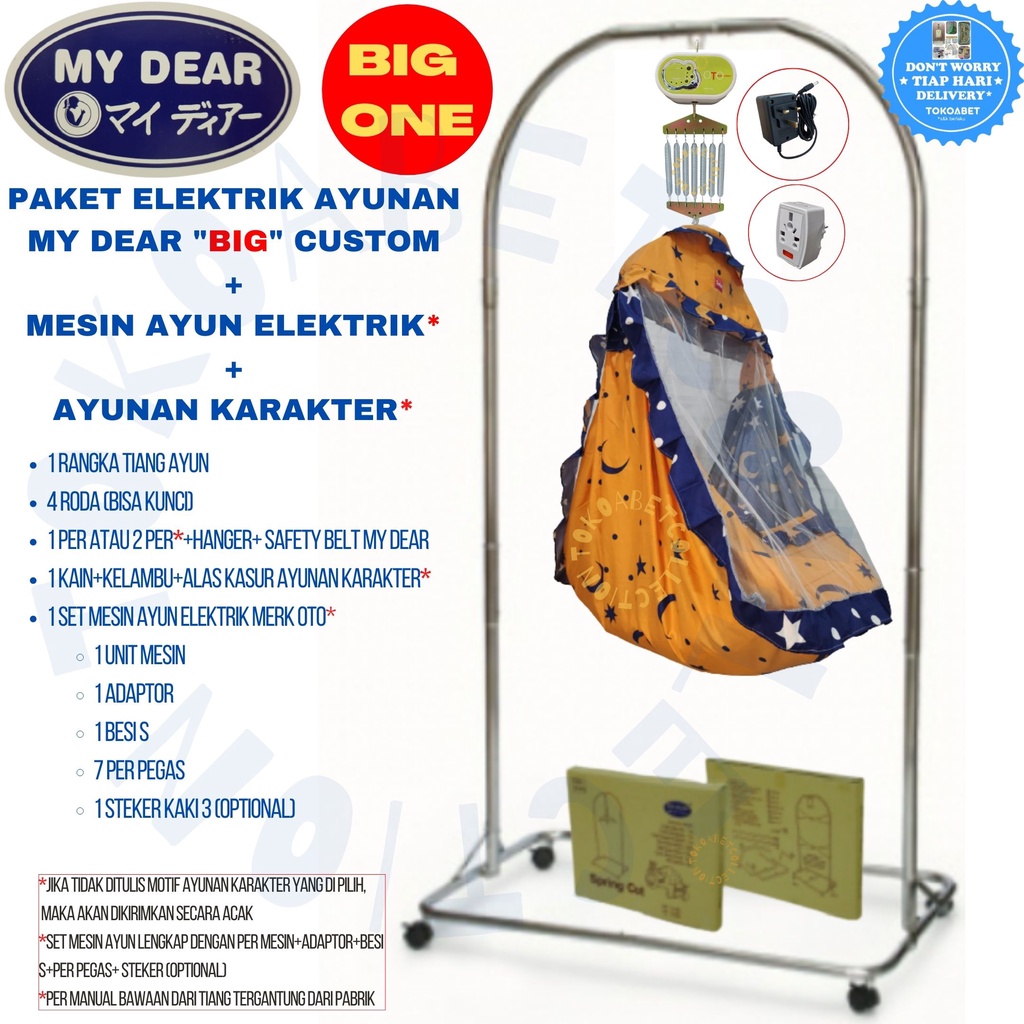 Paket Tiang Ayunan Karakter Elektrik OTO REMOTE Tiang MY DEAR Chrome Stainless BIG ONE SIZE TOKOABET