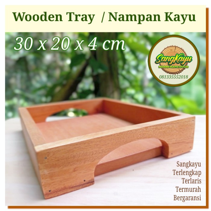 Nampan kayu 30x20x4cm Nampan wooden tray kotak kayu serbaguna