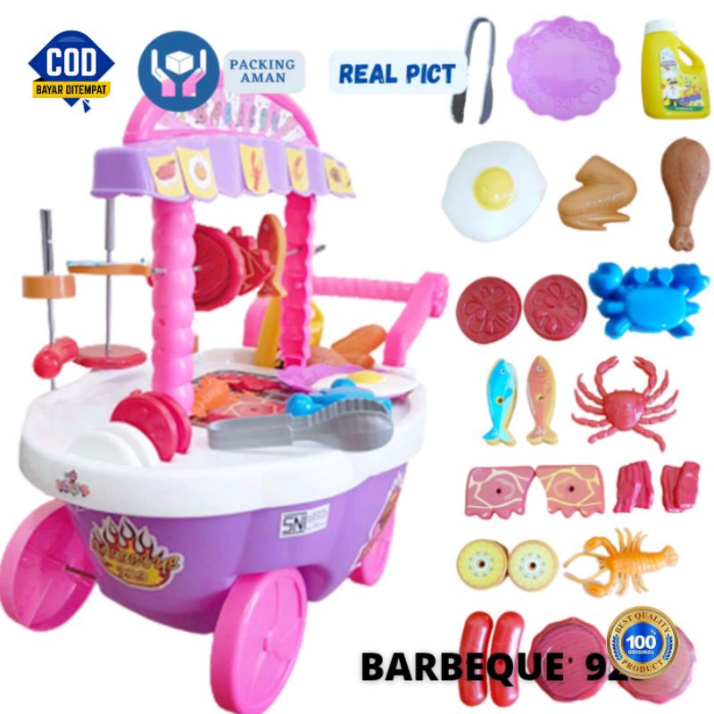 Troli BBQ Mainan Anak Perempuan BBQ 923 Trolly Troly Troli Troley Trolley Dorong Mainan Anak Perempu
