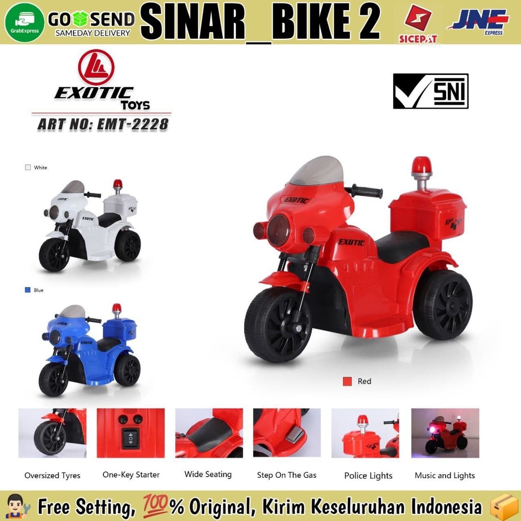 Motor Motoran Aki Exotic EMT-2228 Mainan Anak Rechargeable Motorcycle