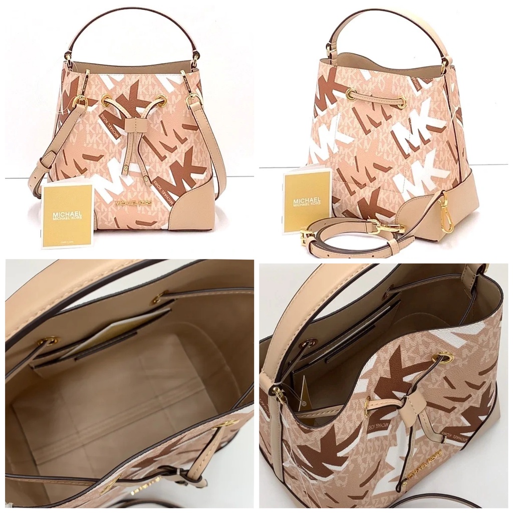 Tas MK Mercer Medium Drawstring Bucket Messenger Buff Multi sz 22x14x14cm