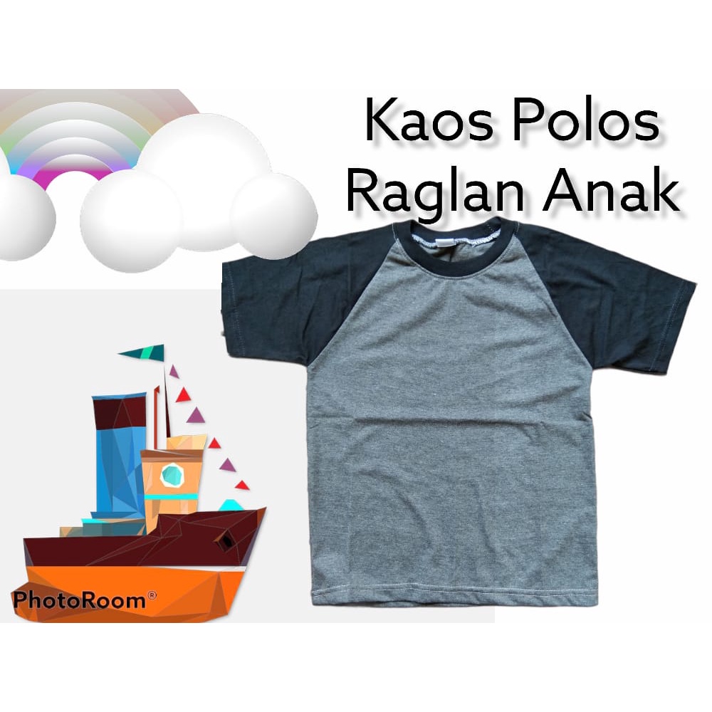 Kaos Raglan Anak Polos Lengan Pendek Laki-laki Perempuan Size M Hits Keren Murah
