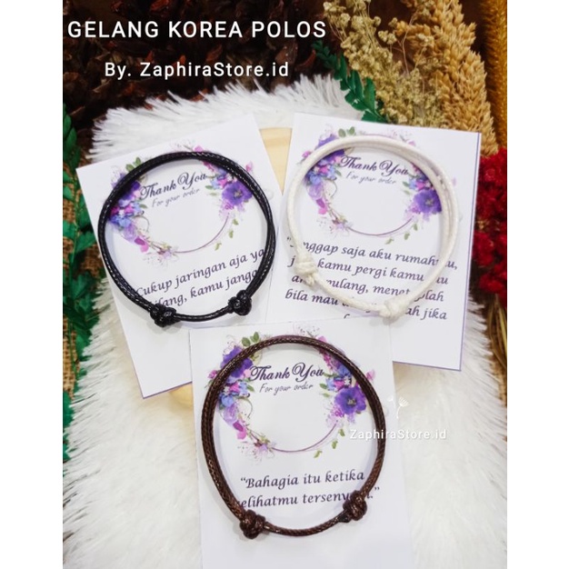 ZaphiraStore [PROMO] GELANG TALI POLOS TALI KOREA 2MM SATUAN HITAM COKLAT PUTIH