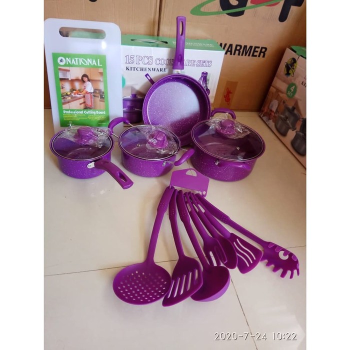 Sinda Panci Set 15Pcs Cookware Set Marble Anti Lengket