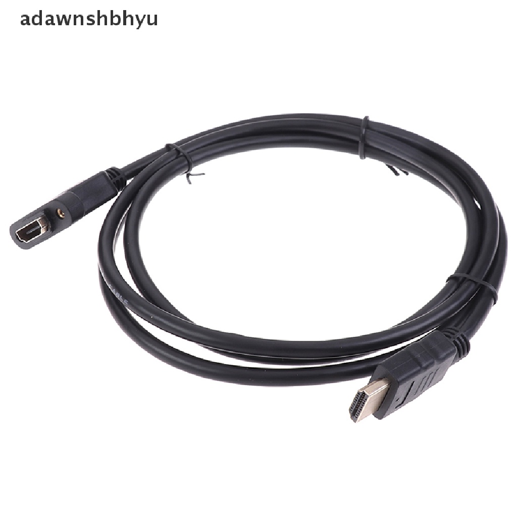 Adawnshbhyu 1Pc Kabel Ekstensi HDMI Male to Female Lapis Emas Dengan Kabel Pasang Panel Sekrup