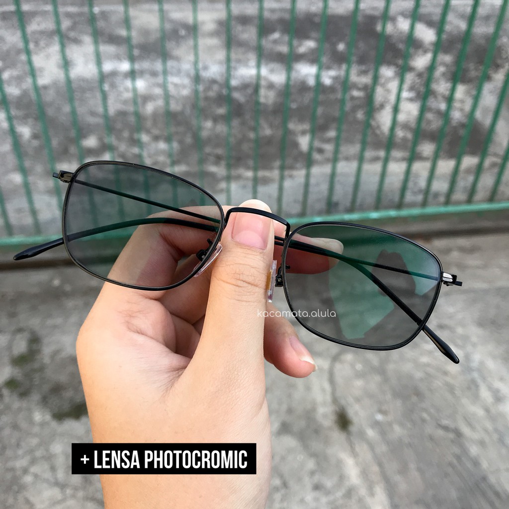 Gulos Kacamata Besi Ringan Kotak Wanita Pria - Kacamata Photocromic Minus Plus Antiradiasi Blueray-7
