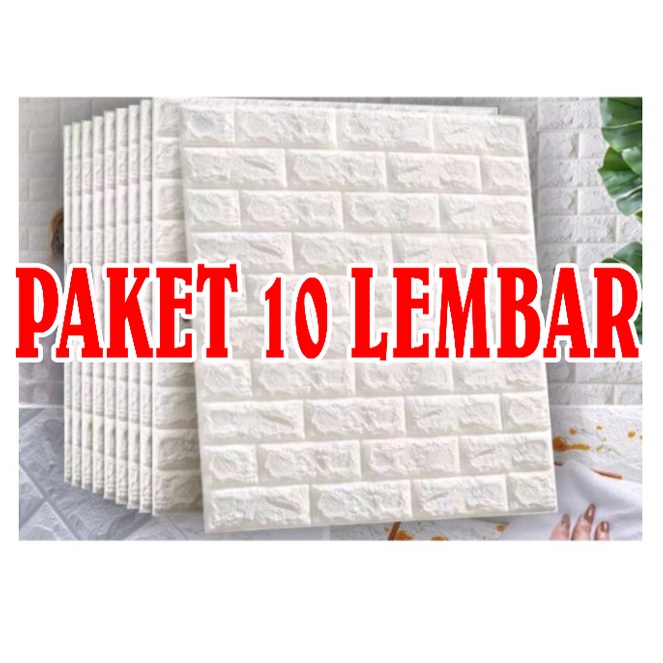 GWJ- 10 LEMBAR Wallpaper Motif Bata 3D 70x77cm Tebal 3mm