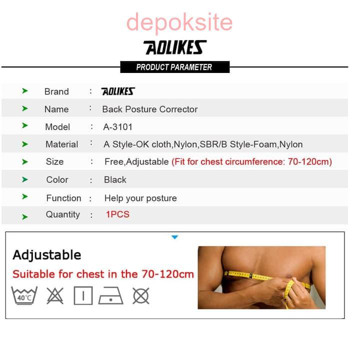 Aolikes 3101B Back Support Posture Corrector Terapi Koreksi Penegak Punggung Badan Terapi Tegap