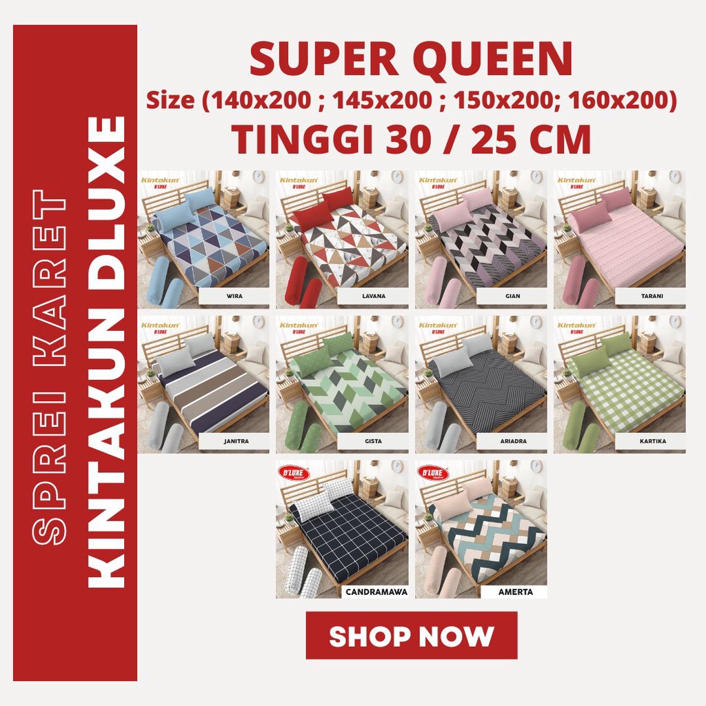 Sprei Kintakun [D'luxe] Queen Tinggi 25 & 30 Size 140x200 145x200 150x200 160x200 3D MOTIF