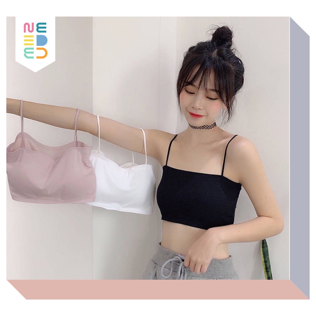 NEEDED.ID JKT | Seamless Bralette Blackpink Bra Kemben Ice Silk Tali Tanpa Kawat Crop Top