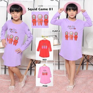 TUNIK KAOS ANAK MUSLIMAH / DRESS ANAK PRINTING MUSLIMAH DAN BT5 KOREA 5-11THN