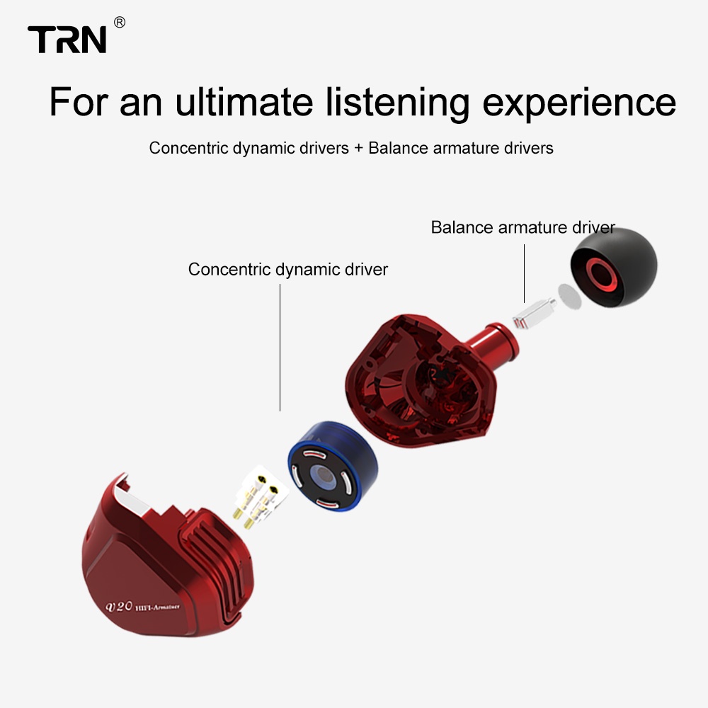 TRN V20 Audiophile Tri-Driver Hybrid In Ear Monitor Microphone