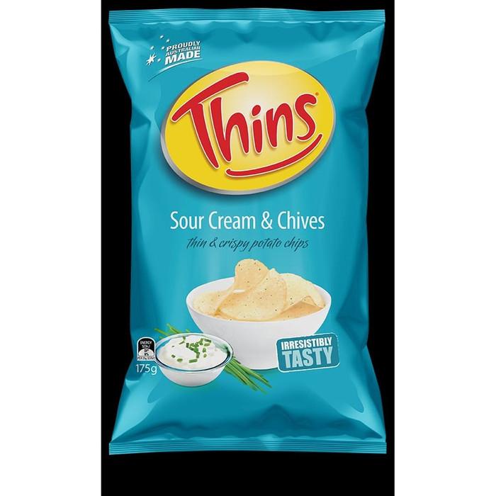 

Thins Sour Cream & Chives, potato chips Australia 175 gram