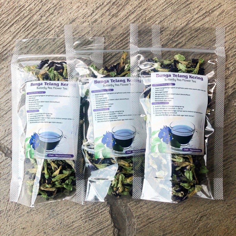 BUNGA TELANG KERING 10 gram/ WEDANG TELANG / TEH BIRU BUNGA TELANG / BUTTERFLY PEA FLOWER TEA