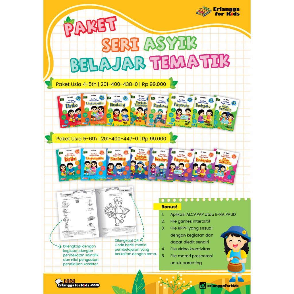 BUKU TK ERLANGGA PAKET ASYIK BELAJAR TEMATIK