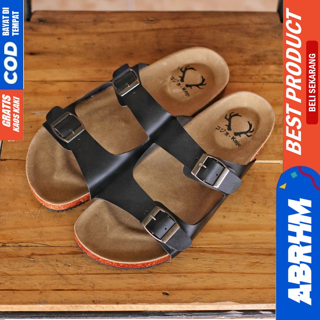 ABRHM x HIRO Sandal Slide Pria Sandal Slop Pria Kulit Pu Sendal Selop Cowok / Cowo Keren Kekinian