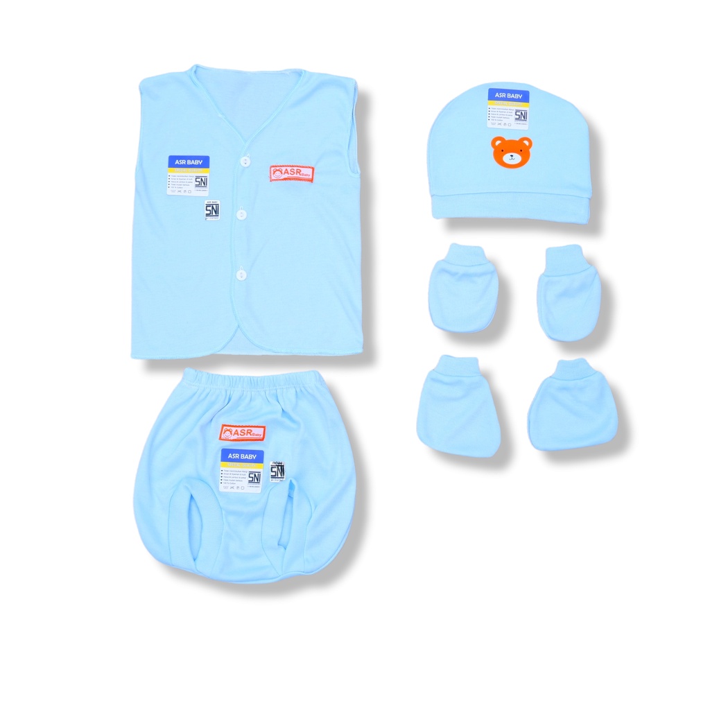 ASR BABY - Set Setelan Baju Bayi Topi Kupluk Sarung Tangan Kaki SNI