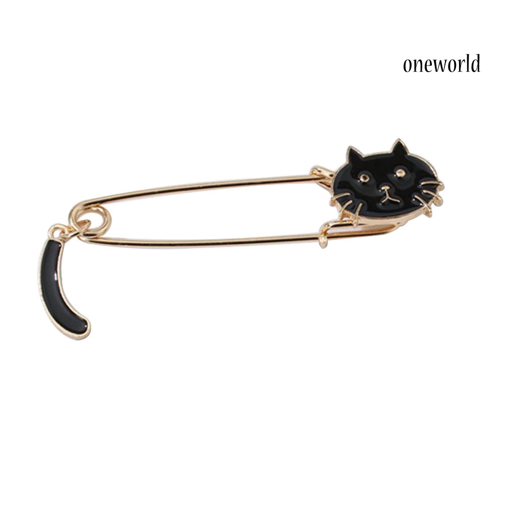 OW@ Cute Enamel Cat Brooch Pin Women Shawl Cardigan Shirt Clip Decor Jewelry Gift