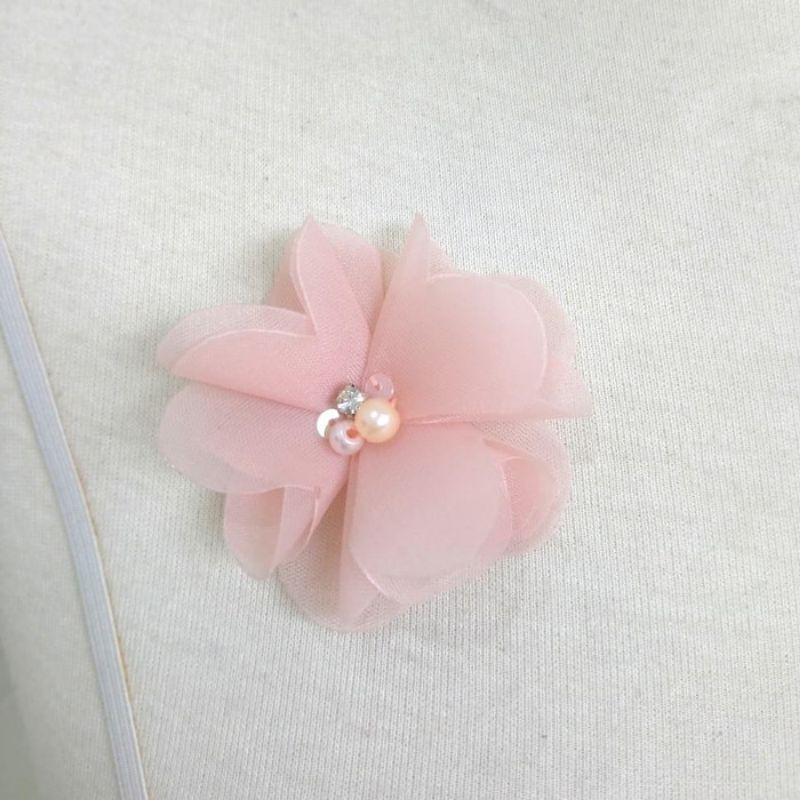 Aplikasi korsase bunga 3d organza organdi kain kaca payet kristal