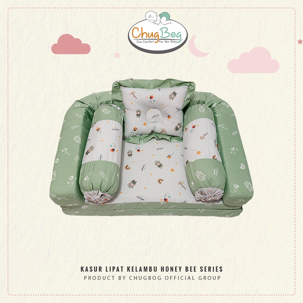 KASUR LIPAT KELAMBU, BANTAL DAN GULING SET HONEYBEE SERIES