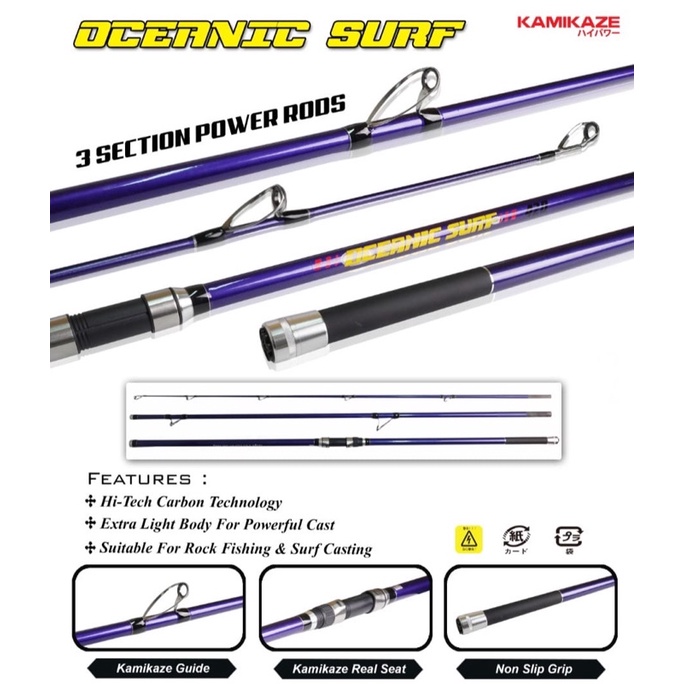 Joran Pancing Pasiran Kamikaze Oceanic Surf Size 360 390 420 450 Action Hard Max Drag 35 KG Alat Pan