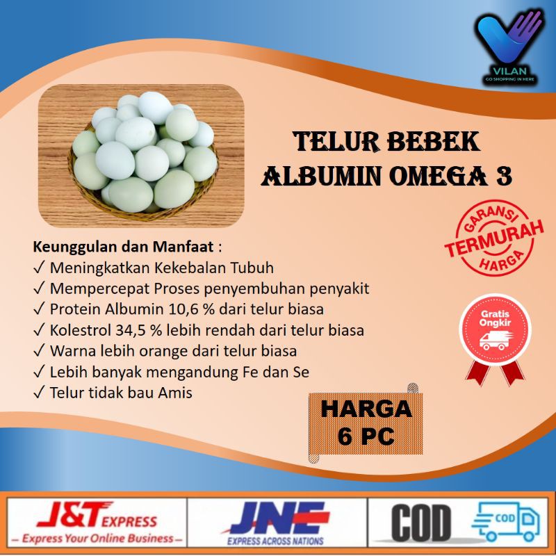 

TELUR BEBEK TIDAK ASIN TAWAR ALBUMIN OMEGA 3 TELOR BEBEK MENTAH MATANG ASLI BANYAK MANFAAT 6 BUTIR