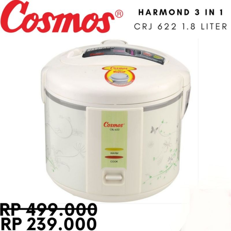 TERMURAH COSMOS RICE COOKER Magic Com CRJ 622 Harmond 3in1 1,8Liter