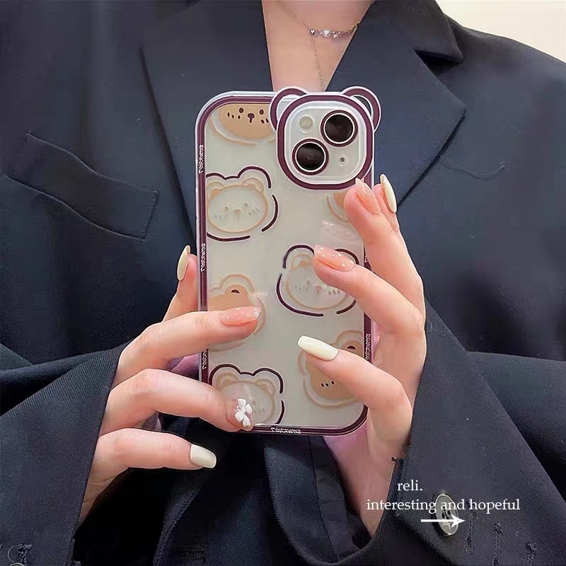 Soft Case Silikon TPU Transparan Motif Beruang Untuk IPhone 13 12 Mini 11 10 Pro XS Max X XR 8 7 6 6S Plus SE 2020