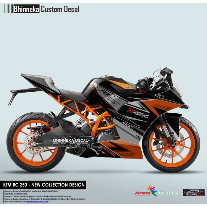 DECAL STICKER KTM RC AKRAPOVIC ORANGE