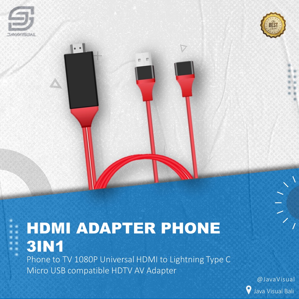 [JaVis] KABEL MHL 3IN1 LIGHTNING-TYPE C-MICRO USB TO HDMI 1M