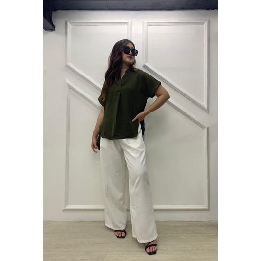 Viola crinkle shirt - atasan kemeja blouse wanita krinkle - Loose shirt