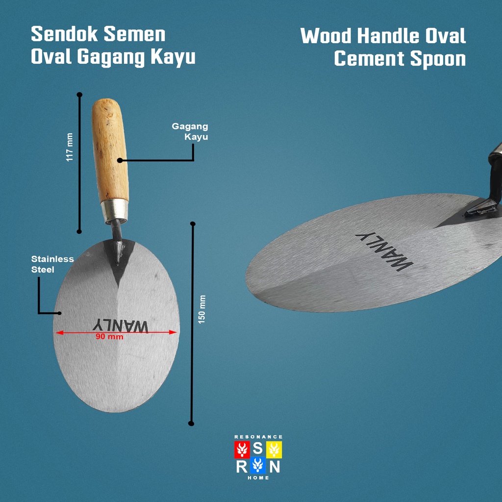 Sendok Tembok Bulat 6 Inci Gagang Kayu l Sendok Semen 6 Resonance Home