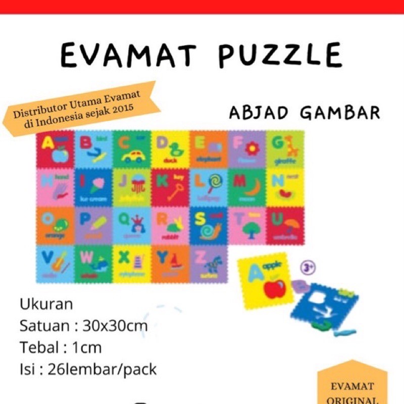 Matras puzzle evamat - evamat huruf abjad - Matras Alas Lantai - Huruf Alfabet Abjad EVAMAT ABC