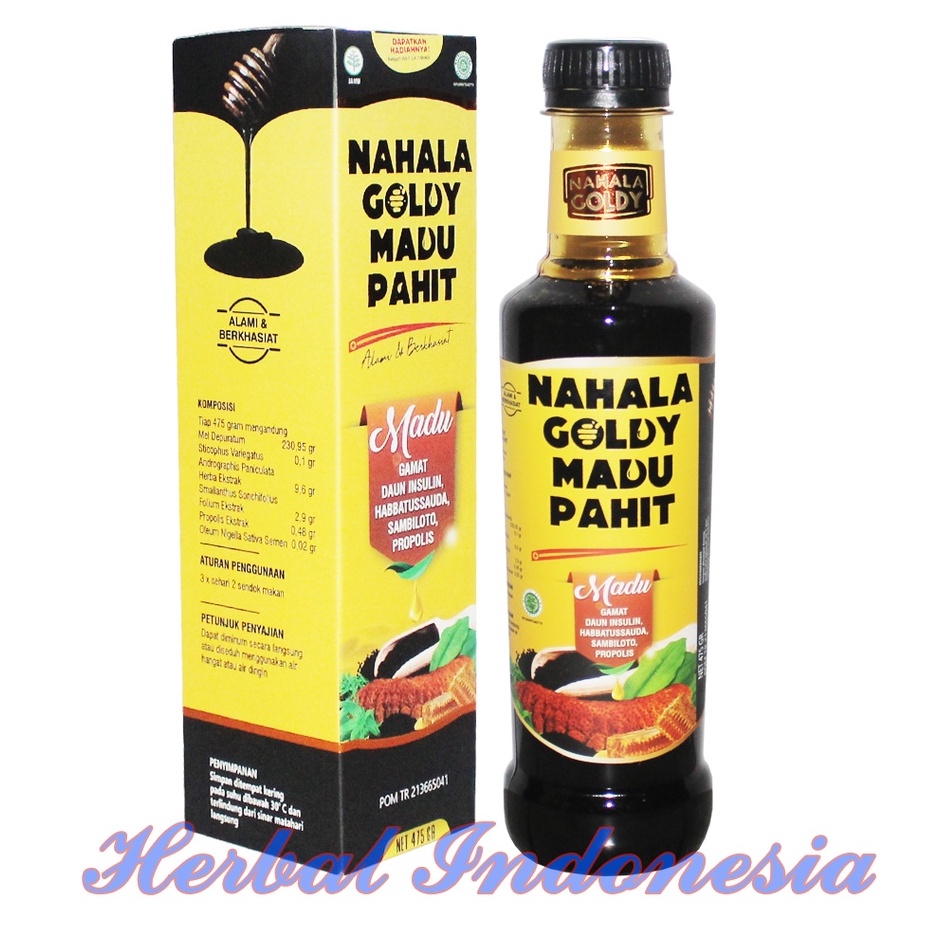 Madu Hitam Pahit Gamat Nahala Goldy 475 GR | Nahala Goldy Madu Pahit Original - BELI 2 GRATIS 1