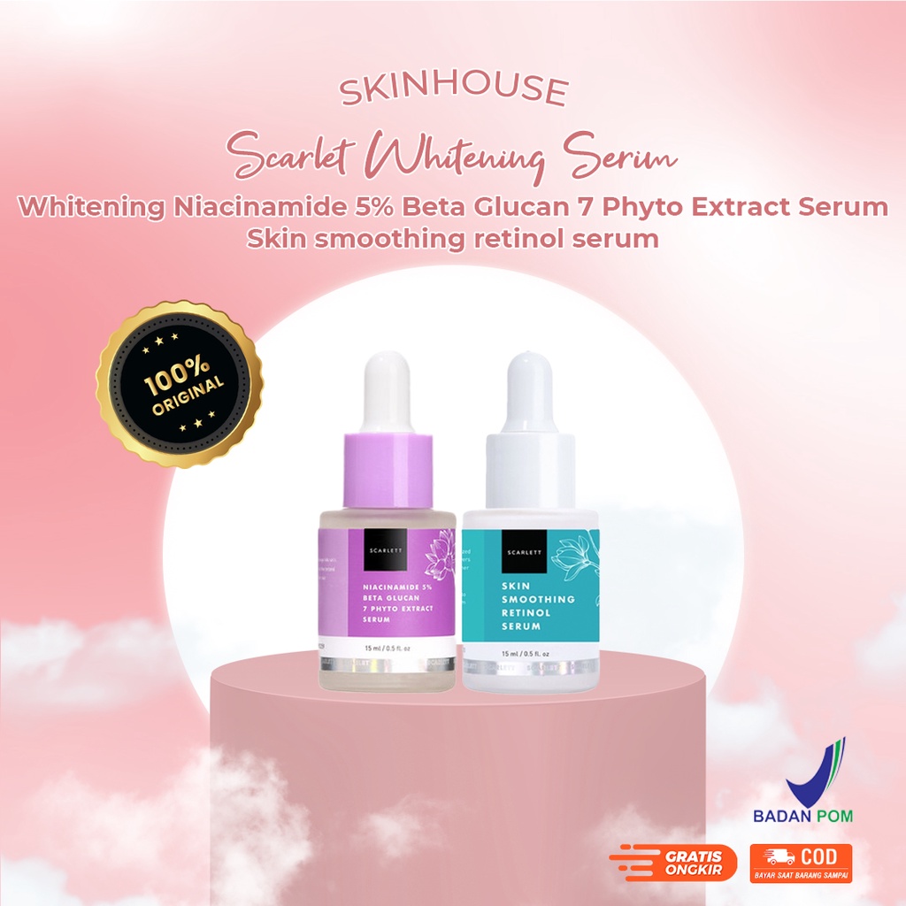 [ SKINHOUSEID ] Scarlett Whitening Face Serum | Niacinamide 5% Beta Glucan 7 Phyto Extract Serum | Skin Smoothing Retinol Serum