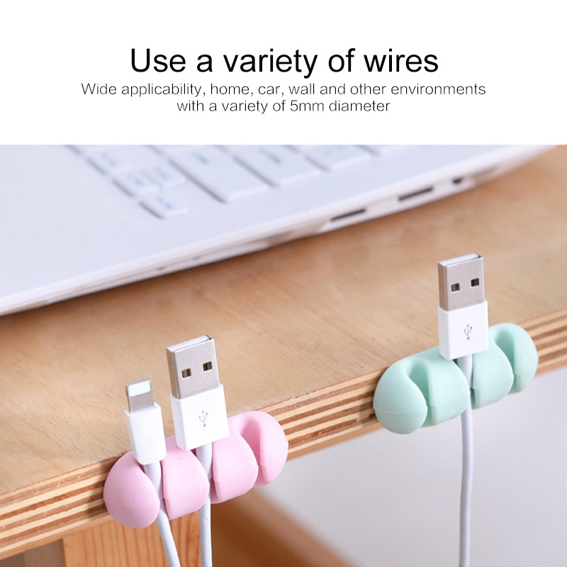 2pcs Klip Holder Kabel USB Headphone Mouse Dengan Perekat Untuk Meja