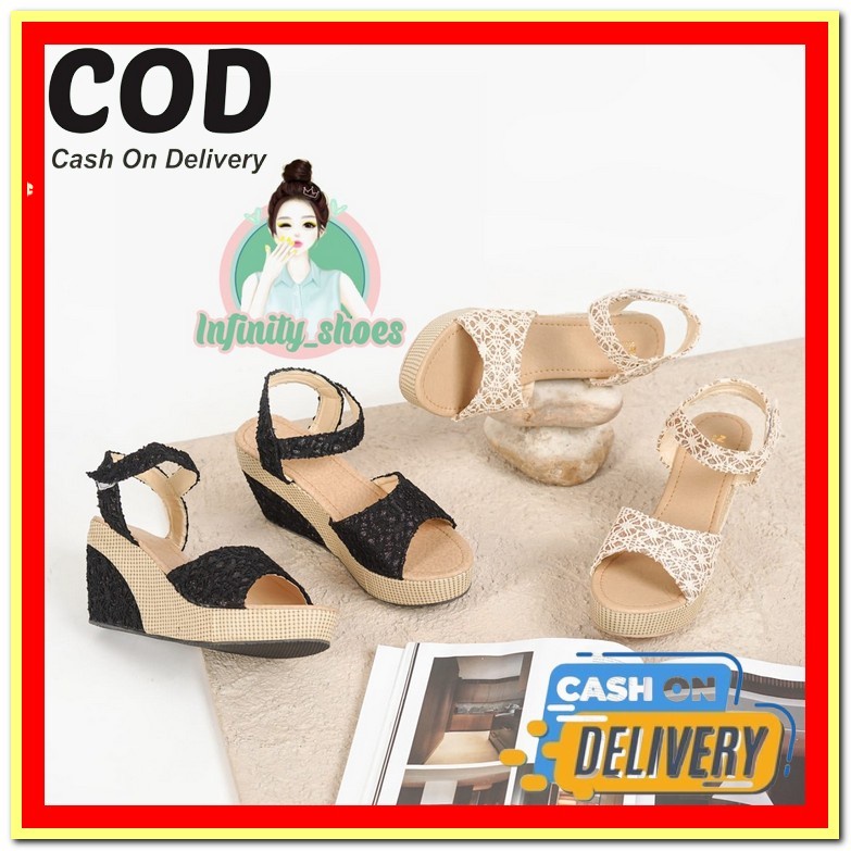 Sepatu Wedges Wanita Elegan Wejes Weges Wadges Sa Vt9 Zr584 Exclusive Wedges 12Cm Sexy L Infinity - 