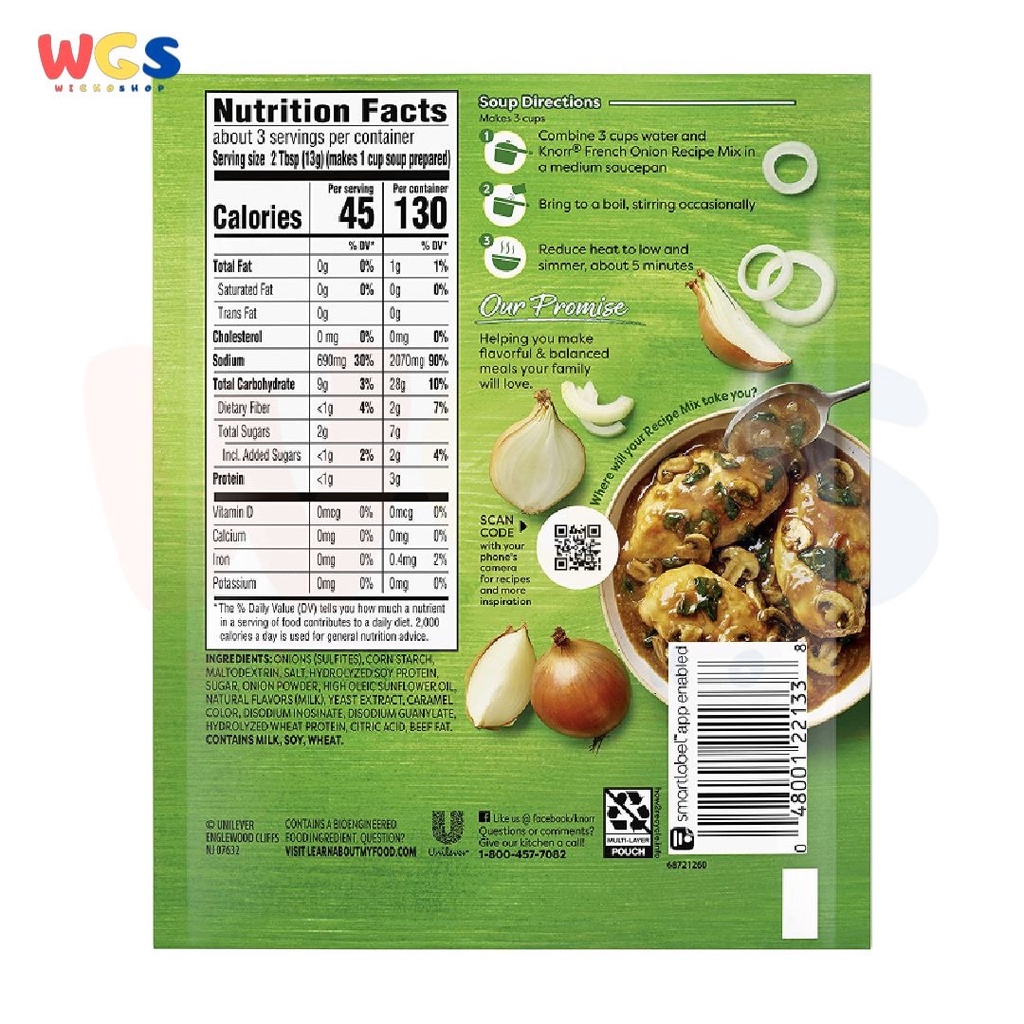 Knorr French Onion Receipe Mix Bold Flavor Classics Taste 1.4oz 40g