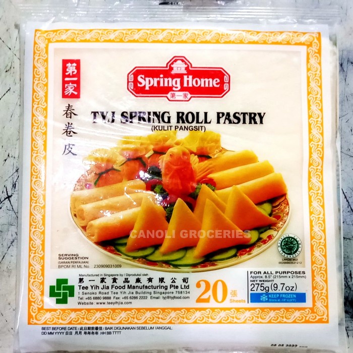 

PASTA-ANEKA- SPRING HOME TYJ SPRING ROLL PASTRY 275G / KULIT PANGSIT SINGAPORE -ANEKA-PASTA.